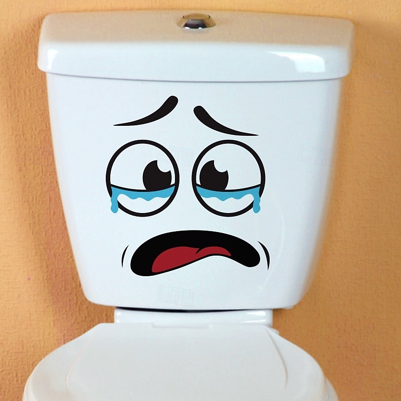 Creative Funny Crying Face Bathroom Toilet Seat Self-Adhesive Decorative Stickers