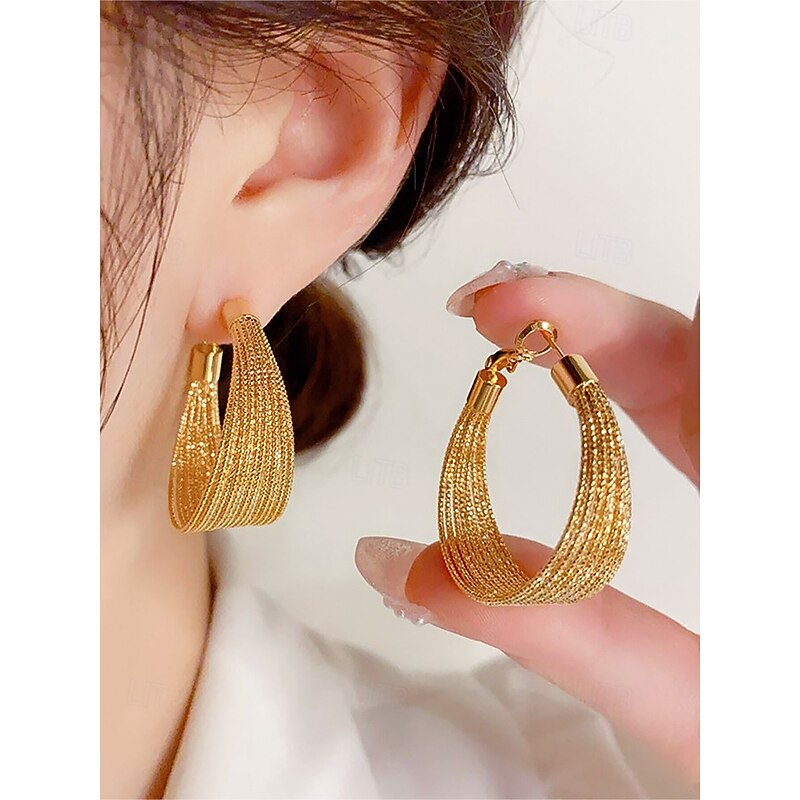 Women's Drop Earrings Hoop Earrings Silver Gold Alloy Elegant Fashion Daily Round2