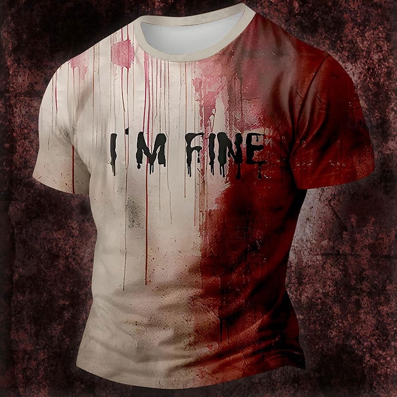 Men's Blood Splatter Blood stains T Shirt Short Sleeve T shirt 3D Print Crew Neck Shirt Designer Gothic Party Street Casual Red Khaki Summer Spring Clothing Apparel S M L XL XXL XXXL2
