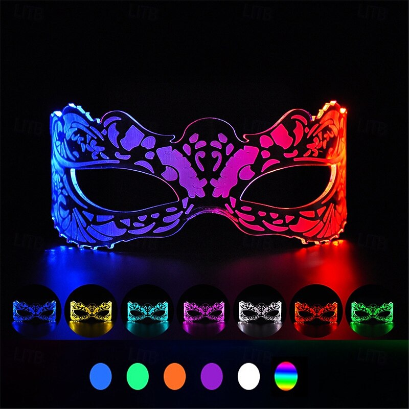 Acrylic LED Glasses Mask- Lighted Up Festive Party Cheer Butterfly Glasses, KTV Bar Glasses with Colorful Changes Button Battery Powered - 1PC
