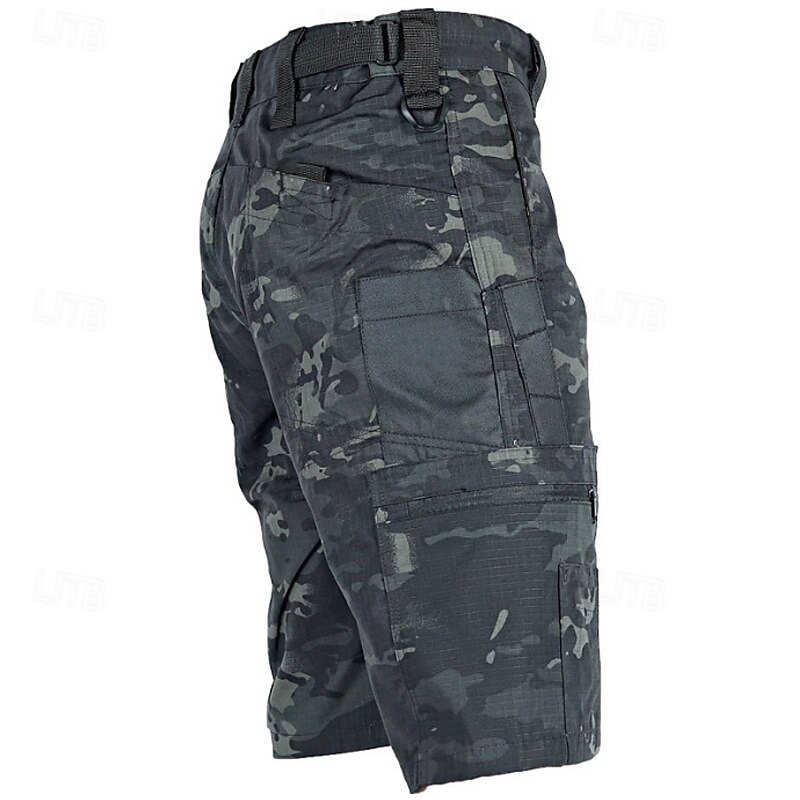 Men's Tactical Shorts Cargo Shorts Camping Shorts Shorts Hiking Shorts Elastic Waist Multi Pocket Plain Waterproof Wearable Knee Length Outdoor Casual Daily Fashion Streetwear Camouflage Black3