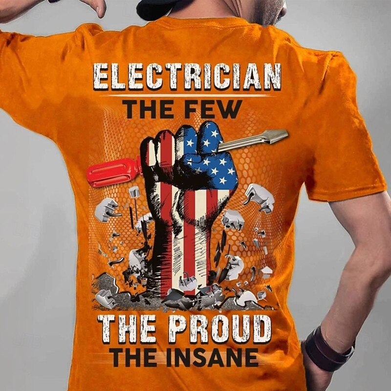 Electrician The Few The Proud The Insane Mens Graphic T-Shirt, Funny Work Humor Short Sleeve Tee