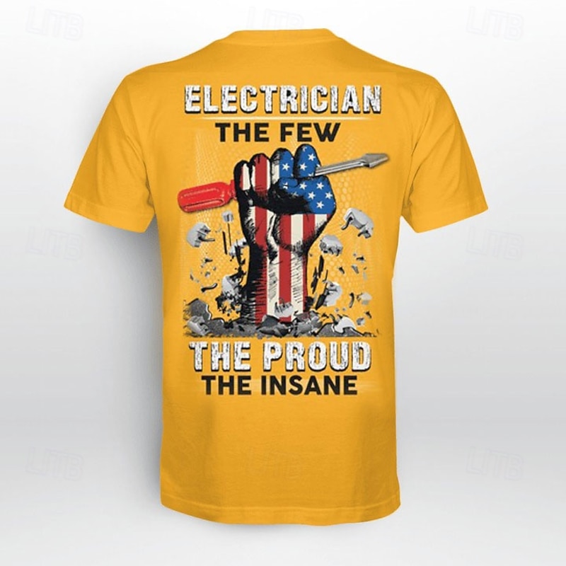 Electrician The Few The Proud The Insane Mens Graphic T-Shirt, Funny Work Humor Short Sleeve Tee3
