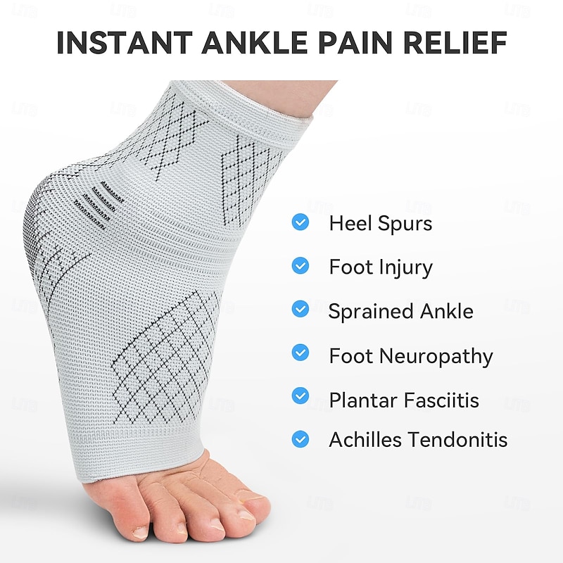 Ankle Brace for Sprained Ankle, Arch Support Compression Sleeve Socks for Women Men, Achilles Tendonitis Brace Wraps for Plantar Fasciitis, Foot Swelling Relief 1PC4