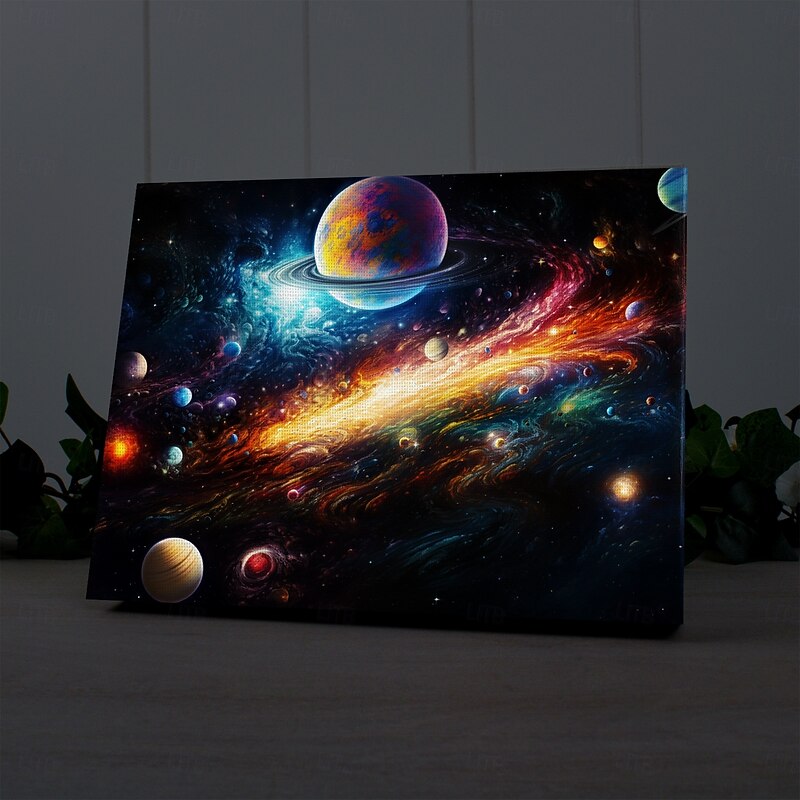 Universe Galaxy LED Canvas Wall Art LED Lighted Up Wall Decor 2AA Battery Operated Lighted Canvas Print LED Light Kitchen Bedroom or Home Decor2