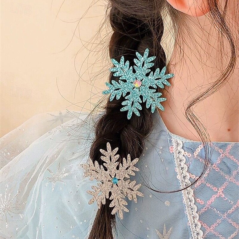 2 Pieces Kids Girls' Hair Accessories Active Sweet Party Birthday Snowflake White Pink2