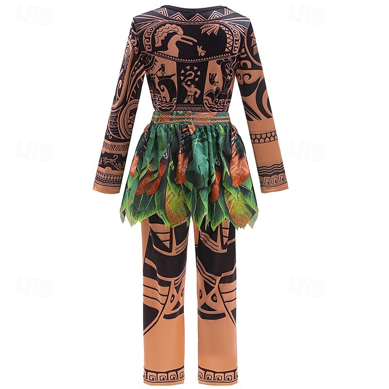 Moana Maui Costume Skin Suit Bodysuits Movie TV Theme Costumes Movie Cosplay for Boys Kid's Carnival Children's Day World Book Day Performance Party3
