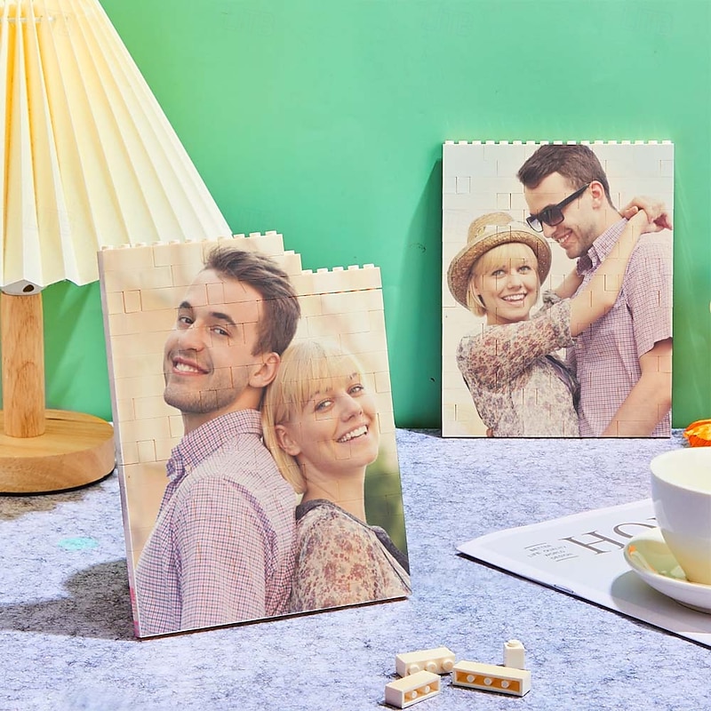 Personalized Photo Building Brick Puzzle Custom Custom Wedding Gift for Couple Block Wedding Gift DIY Art Picture Square Shaped for Adults Block Puzzle Home Decor 3D Brick Puzzle Bricks