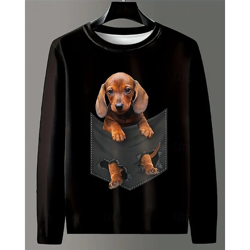 Boys' 3D Graphic Animal Dog T shirt Tee Long Sleeve Spring Fall Fashion Basic Kids 4-12 Years Crew Neck Outdoor Casual Daily Regular Fit3