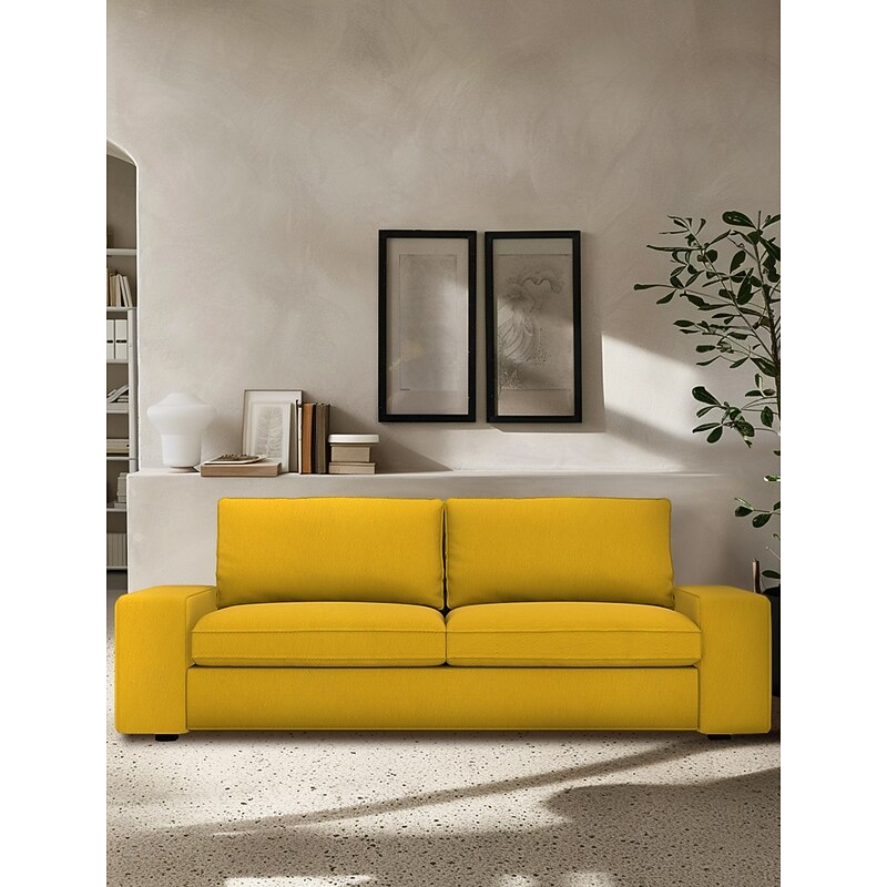 3-seat Sofa Cover Quilted 100% Cotton Slipcovers Solid Color  KIVcover LITB PRIME cover