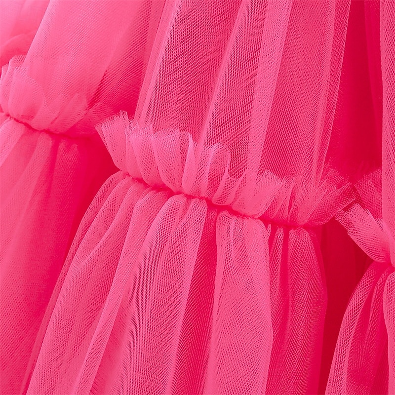 Kids Girls' Party Dress Solid Color Sleeveless Performance Wedding Party Tie Knot Beautiful Sweet Polyester Asymmetrical Party Dress Swing Dress A Line Dress Summer 4 years+ Black White Pink2