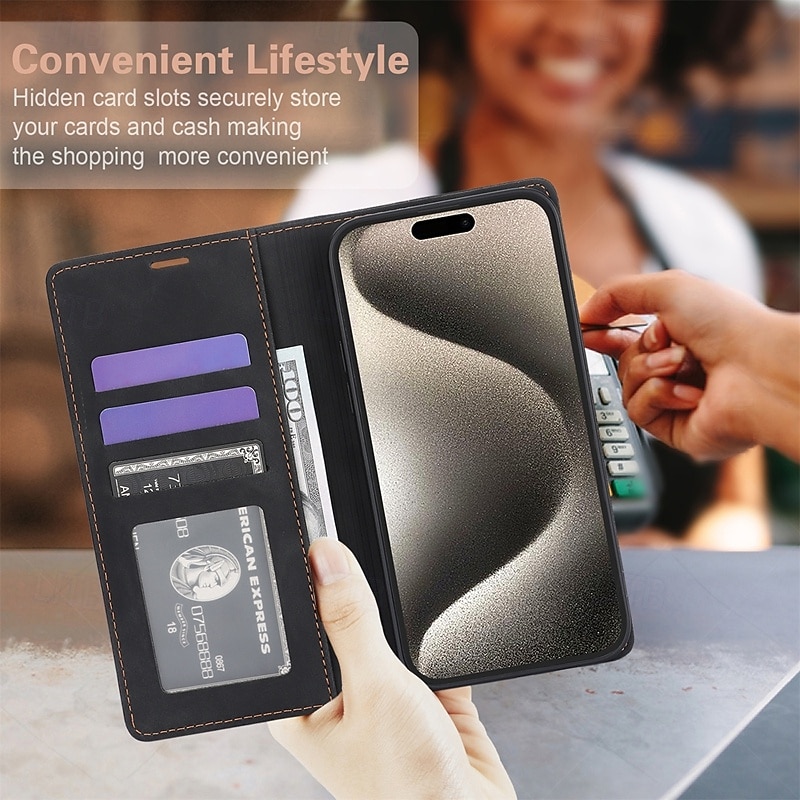 Phone Case For iPhone 17 Pro Max 17 Air 16 15 14 Pro Max Plus 16e 13 12 11 Pro Max Mini Flip Cover with Stand Holder Magnetic Card Slot Retro TPU PU Leather2