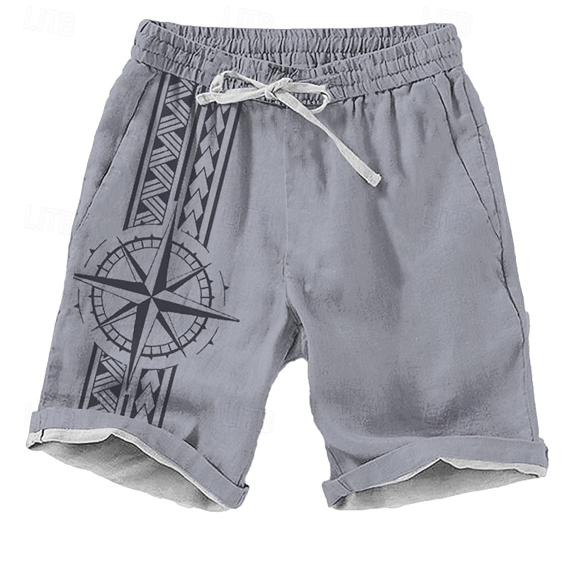 Men's Geometric Pattern Nautical Compass Shorts Beach Shorts Casual Shorts Mid Waist Vacation Streetwear Hawaiian Outdoor Casual Holiday Drawstring Side Pockets Designer Clothing Apparel3