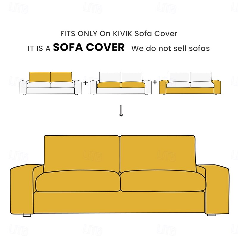 3-seat Sofa Cover Quilted 100% Cotton Slipcovers Solid Color  KIVcover LITB PRIME cover2