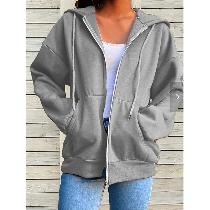Women's Hoodie Jacket Windproof Warm Patchwork Pocket Outdoor Casual Solid Color Outdoor Street Regular Hoodie Regular Fit Long Sleeve Outerwear Brown Green Gray Fall Winter
