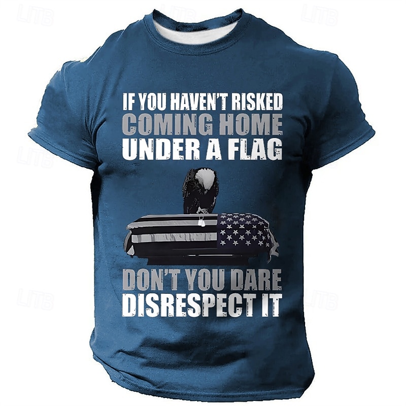 Veterans Day Men's Patriot Patriotic Veteran American US Flag T Shirt Short Sleeve T shirt 3D Print Crew Neck Shirt Daily Military Street Daily Black Red Blue Summer Spring Clothing Apparel S M L XL3