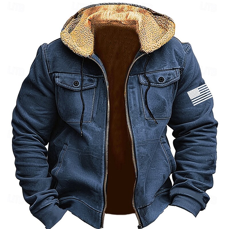 Men's Deer Fleece Hoodies Fashion Cool Long Sleeve Hooded Holiday Hunting Blue Brown Zipper Pocket Fall Winter Designer4