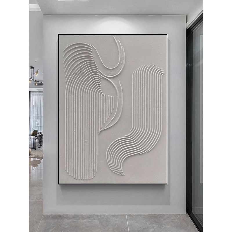 Hand painted White Minimalist Wall Art  Plaster Art  Matte Textured Wall Art Home Wall Art  Structure Abstract Painting  3D Art Home Decoration Frame Ready To Hang Or No Frame3
