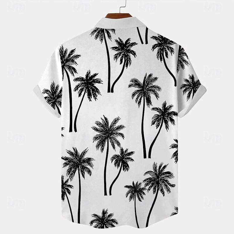 Men's Coconut Palm Casual Shirt Summer Hawaiian Shirt Aloha Shirt Short Sleeve Hawaiian Resort Vacation Casual White Pink Blue Green2
