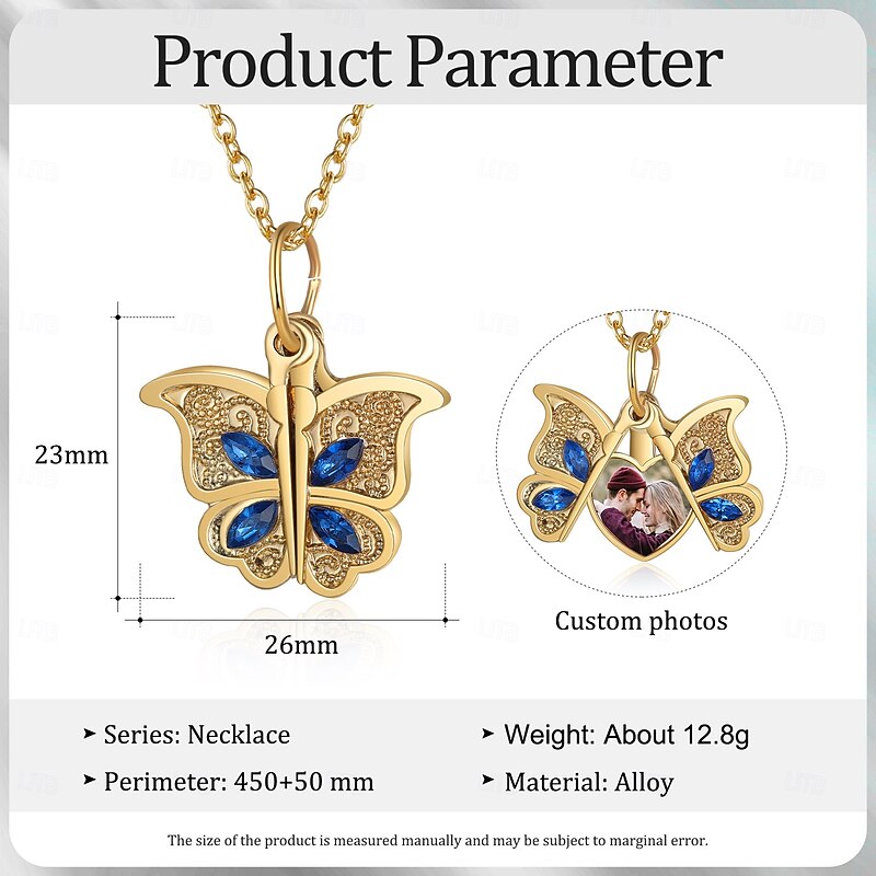 Personalized Butterfly Heart Necklace Custom Best Gift for Mom – Photo Jewelry Gift for Women, Hidden Photo Slot, Ideal Wedding or Anniversary Gift4