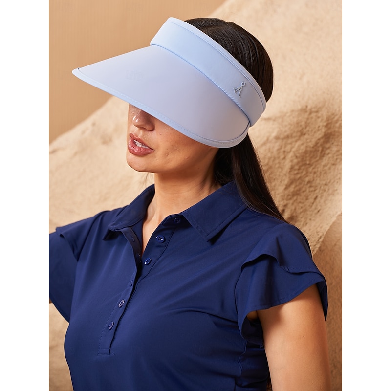 Visor Cap Black White Light Blue UV Resistant Breathability Tennis Golf Women's Fashion Canvas