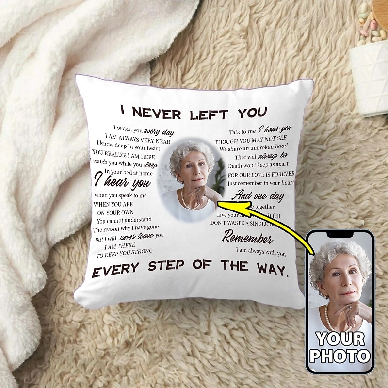 Custom Memorial Pillow Cover Photo Cushion Cover Throw Pillow Sympathy Gift Personalized Memorial Gifts I Never Left You2