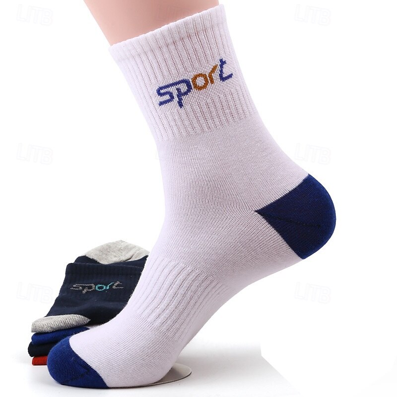 Men's 4 Pairs Multi Packs Socks Crew Socks Running Socks Casual Socks Black White Color Color Block Plain Vacation Sports & Outdoor Daily Basic Medium Spring Fall Fashion Casual2