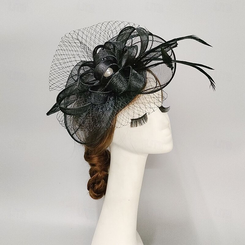 Fascinators Feathers Net Veil Hat Wedding Ladies Day With Feather Bowknot Headpiece Headwear3