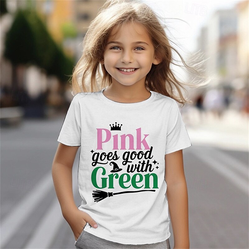 100% Cotton Kids Girls' White Pink Green Graphic Bowknot T shirt Tee Crew Neck Short Sleeve Outdoor Vacation Daily Classic Casual Print Summer2