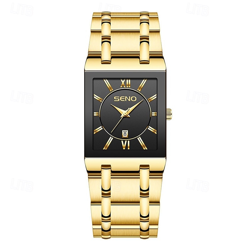 New Stainless Steel Fashion Trend Men'S Quartz Watch Calendar Waterproof Simple Leisure Sports Automatic Non-Mechanical Square Watch2