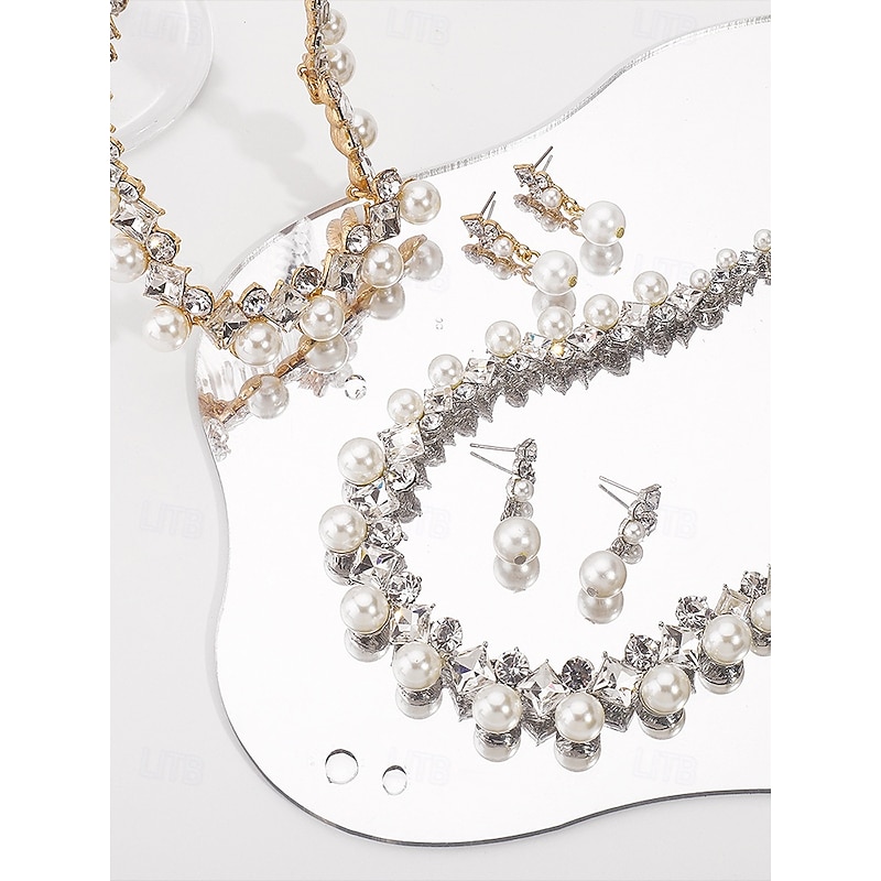 Elegant Pearl and Cubic Zirconia Necklace and Earrings Set with Cubic Zirconia Accents | Perfect for Weddings and Special Occasions4