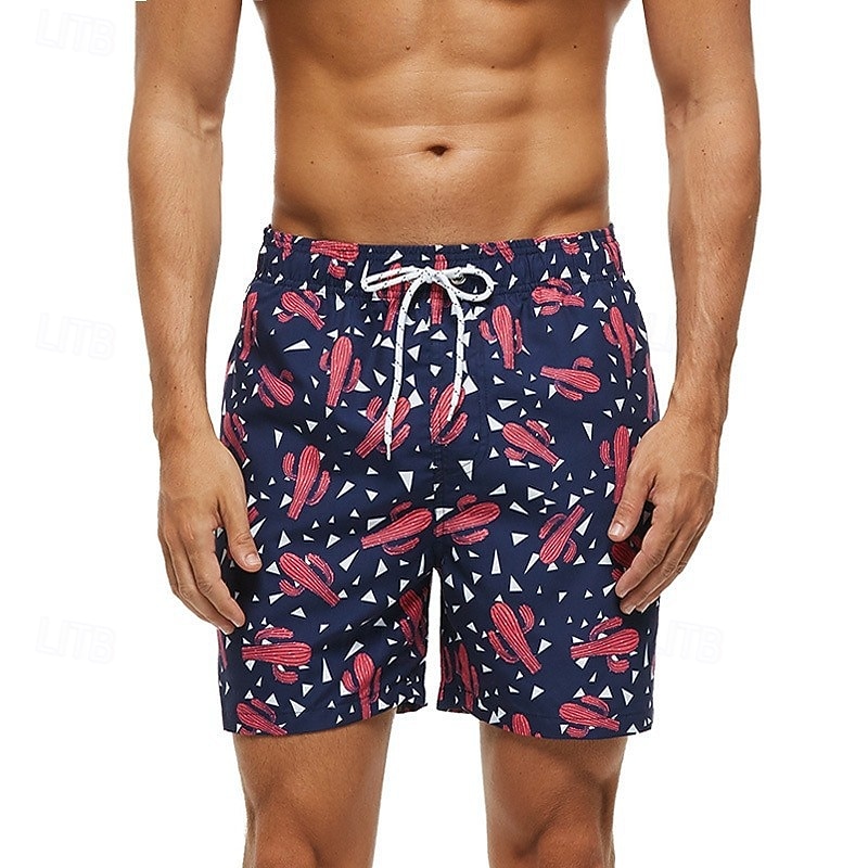 Men's Swim Trunks Swim Shorts Board Shorts Bathing Suit Drawstring with Pockets Swimming Surfing Beach Water Sports Printed Summer Spring3