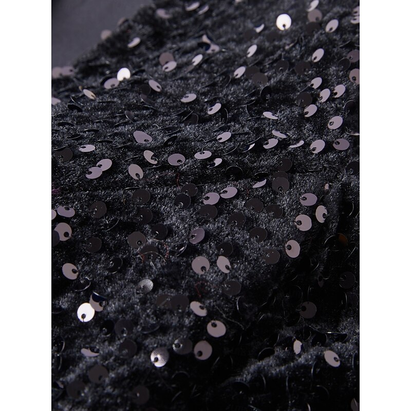 Ball Gown Evening Gown Elegant Dress Wedding Guest Birthday Floor Length Long Sleeve V Neck Pocket Satin with Sequin Pocket 7