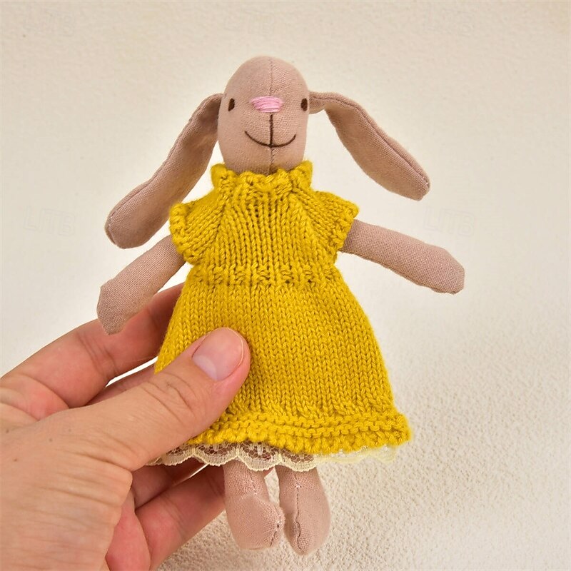 Waldorf Doll Accessories Handmade Soft Bunny Girl Accompany Rag Dolls Birthday Gift Knitted Doll Cute Girls Plush Doll Stuffed Toy Personalized Woven Doll Kit