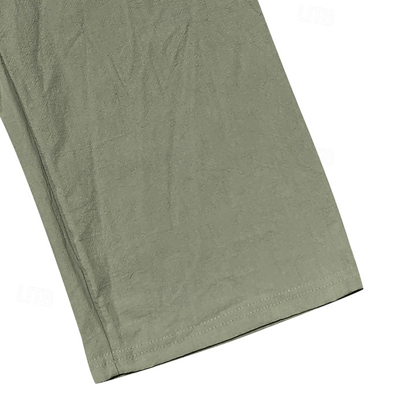 Men's Linen Pants Trousers Summer Pants Beach Pants Buttons Drawstring Elastic Waist Plain Comfort Breathable Full Length Casual Daily Holiday Fashion Classic Style Black White4