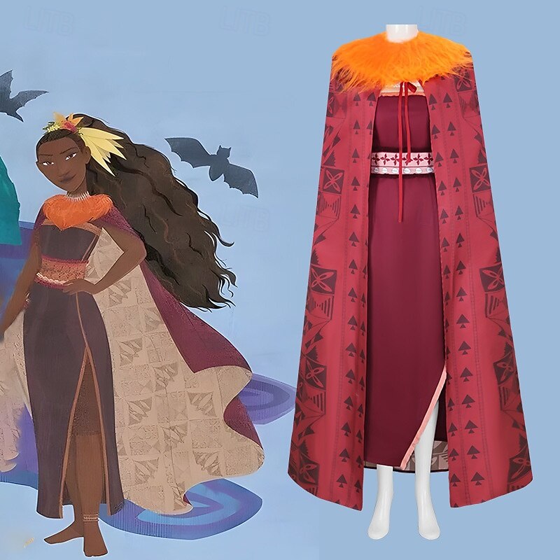 Moana Villain Matangi Dress Cloak Costume Carnival Costume Movie TV Theme Costumes Movie Cosplay for Women's Adults' Halloween Carnival Performance Party