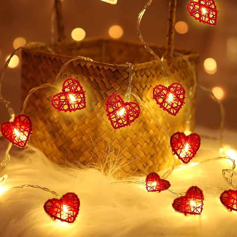 Valentine's Day String Lights 10/20 LED Heart Shape String Light Romantic Fairy Lights Battery Operated Valentine Decor for Indoor Outdoor Wedding Anniversary Holiday Party4