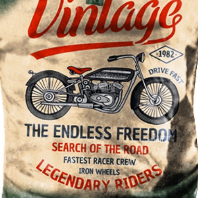 Men's Motorcycle Vintage T Shirt Graphic Tee Short Sleeve Daily Henley Street Style Casual Summer Spring Green Henley Collar Henley T-Shirt2