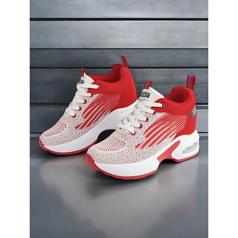 Women's Versatile Red Sneakers with Air Cushion Sole for Gym or Casual Outings3