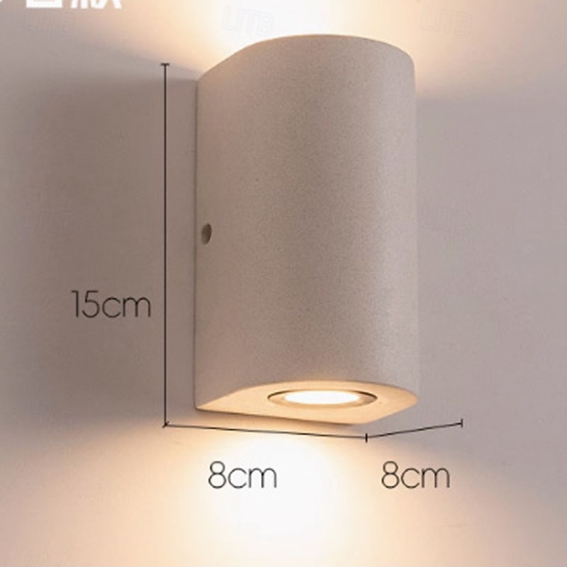 Villa Courtyard Wall Lighting Outdoor Aisle Lamp Cylindrical Shape Outdoor Wall Lamp Black/White Double Head Spotlight Exterior Wall Hotel Cement Wall Sconces 110-240V 10W3