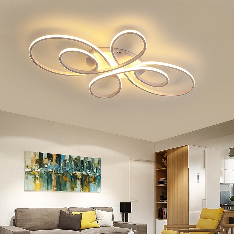 Modern LED Multi Rings Flush Mount Ceiling Light  Island Design Ceiling Lights Metal Painted Finishes 110-240V 80cm