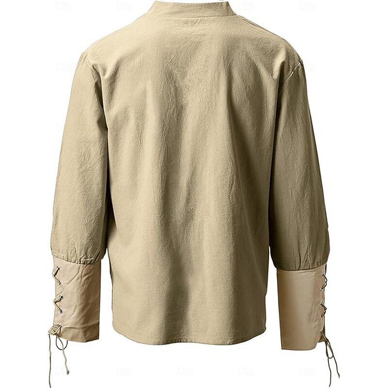 Medieval Renaissance 17th Century Blouse / Shirt Cosplay Costume Knight Ritter Celtic Knight Drawstring Solid Color Fancy Dress Men's Celtic Pirate Halloween Carnival Masquerade Casual Daily2