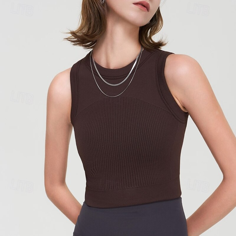 Women's Tank Top Crew Neck Lightweight Comfortable Breathable Sporty Sleeveless Light Support Sports Solid Color Sports Bra Tank Top For Gym Workout Running Fitness Slim Activewear3