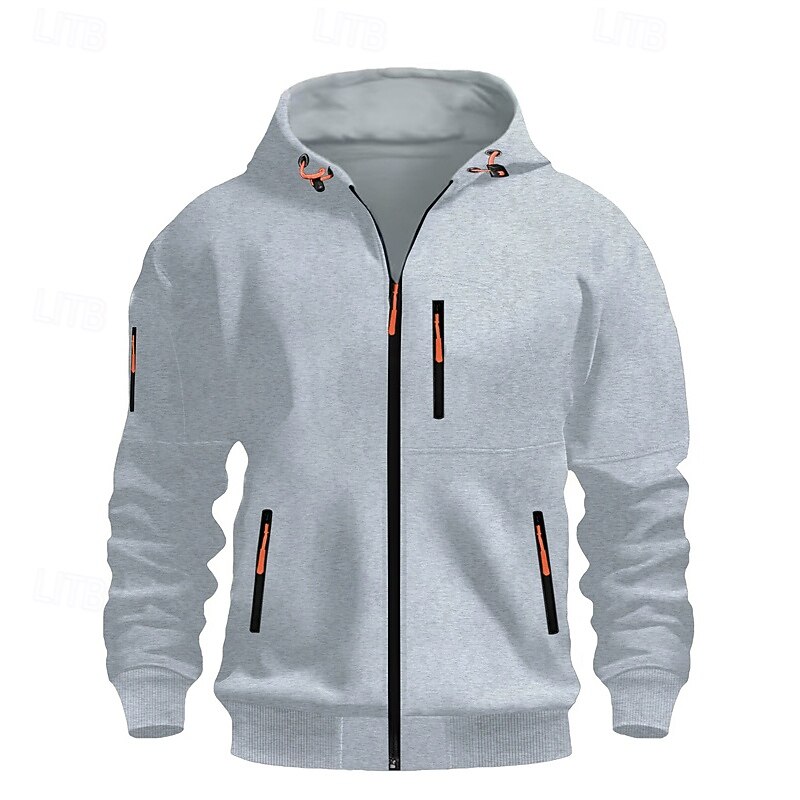 Men's Hoodie Sweatshirt Full Zip Hoodie Black Wine Army Green Navy Blue Blue Hooded Plain Pocket Sports & Outdoor Daily Holiday Polyester Streetwear Basic Casual Spring &  Fall Clothing Apparel4