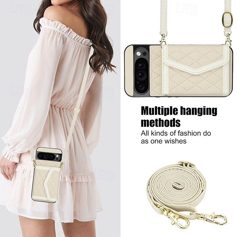 Phone Case For Google Pixel 9 Pro Pixel 9 Pro XL Pixel 8 Pro Pixel 8 Pixel 9 Back Cover with Stand Holder with Lanyard Card Slot Retro TPU PU Leather4