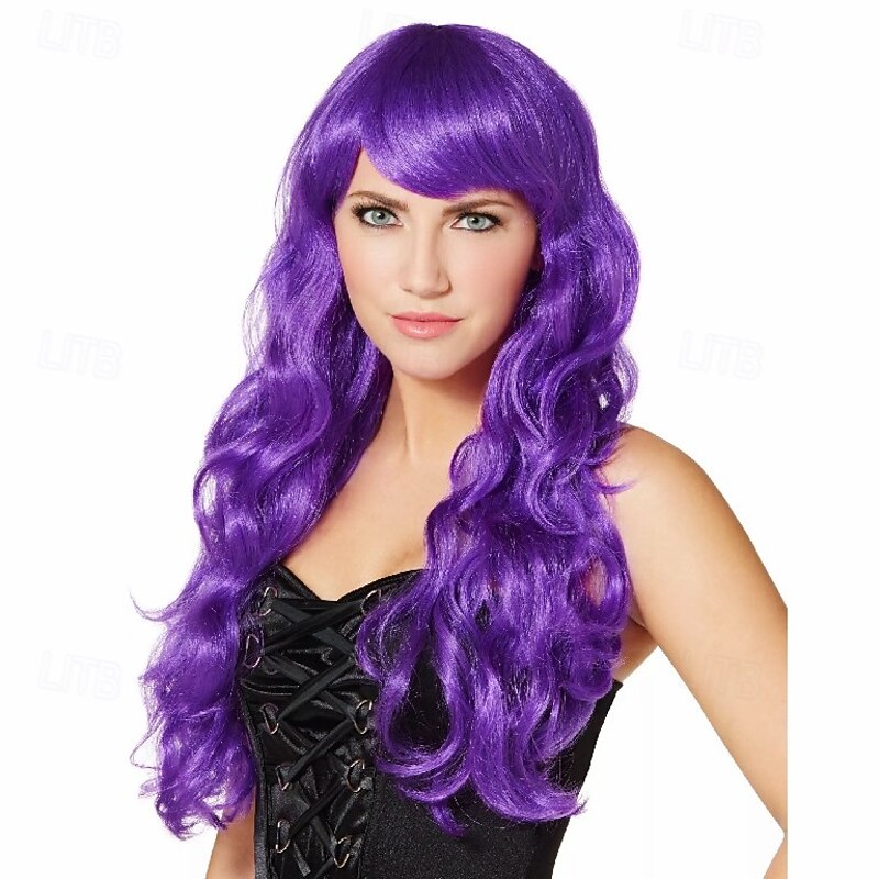 Purple Curls Wig For Carnival Fancy Dress Party Halloween Cosplay Costume High-Quality Synthetic Hair