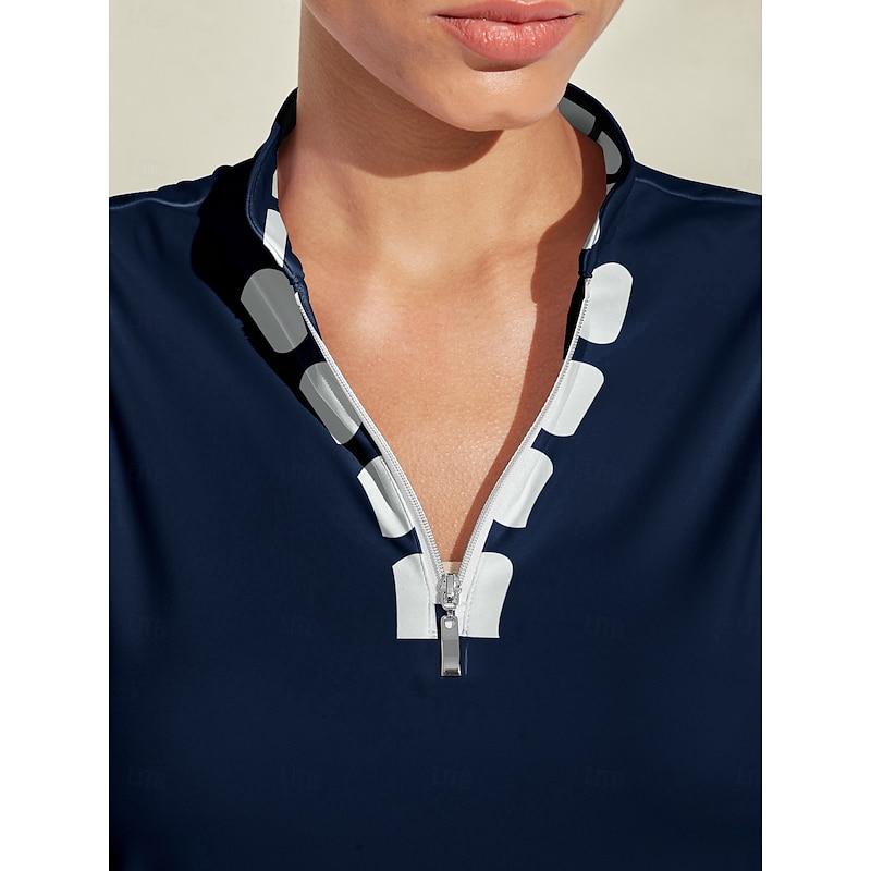 Women's Golf Dress Dark Blue Long Sleeve Ladies Golf Attire Clothes Outfits Wear Apparel3