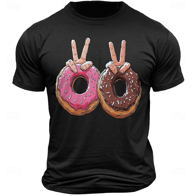 Men's Funny Donuts T Shirt Tee Top 100% Cotton Short Sleeve Graphic Shirt Black White Army Green Comfortable Tee Vacation Street Fashion Designer Clothing3