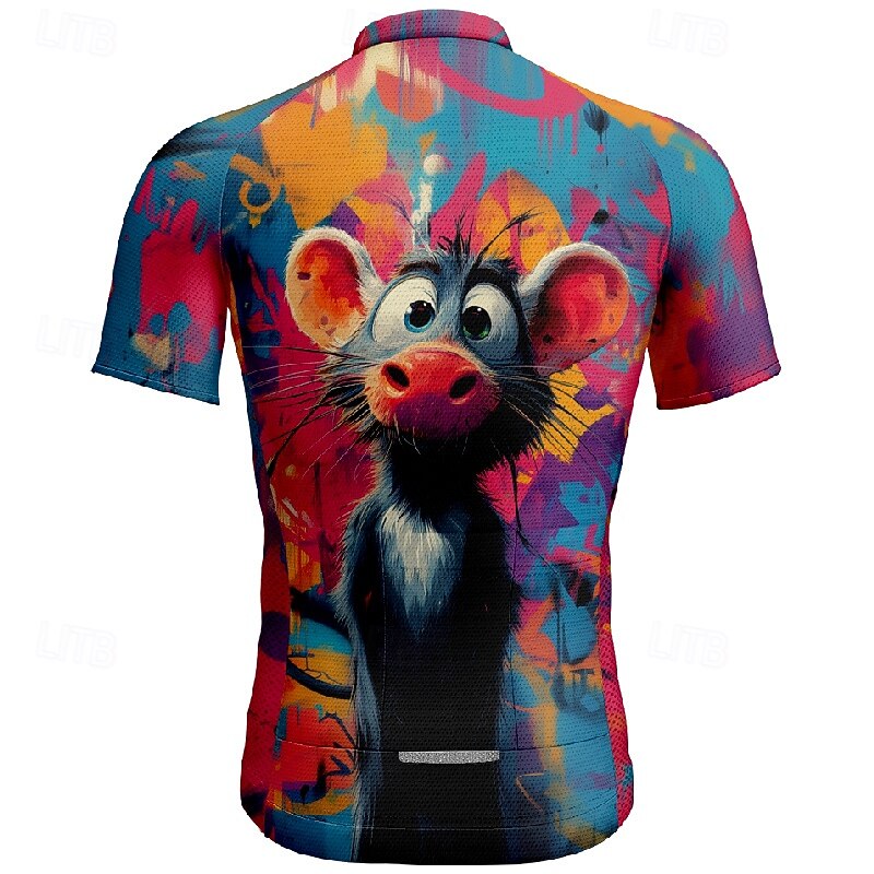 Men's Cycling Jersey Animal Graffiti Short Sleeve Bike Tee Tshirt Jersey with 3 Rear Pockets Mountain Bike MTB Quick Dry Anatomic Design Wicking Breathable Sports Yellow Blue Clothing Apparel2