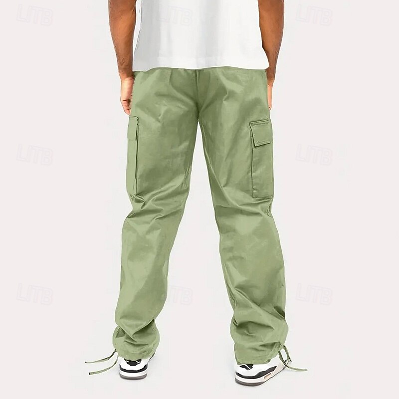 Men's Cargo Pants Trousers Multi Pocket Plain Wearable Outdoor Daily Camping & Hiking Fashion Classic Black Light Green2